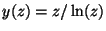 $y(z) = z/\ln(z)$