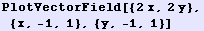 PlotVectorField[{2x, 2y}, {x, -1, 1}, {y, -1, 1}]