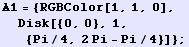 A1 = {RGBColor[1, 1, 0], Disk[{0, 0}, 1, {Pi/4, 2Pi - Pi/4}]} ;