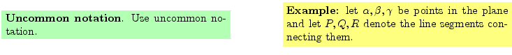 $\textstyle \parbox{16cm}{
\fcolorbox{green1}{green1}{\parbox{7cm}{
{\bf Uncomm...
...in the plane and let $P,Q,R$\ denote the line segments connecting them.
}}
}$